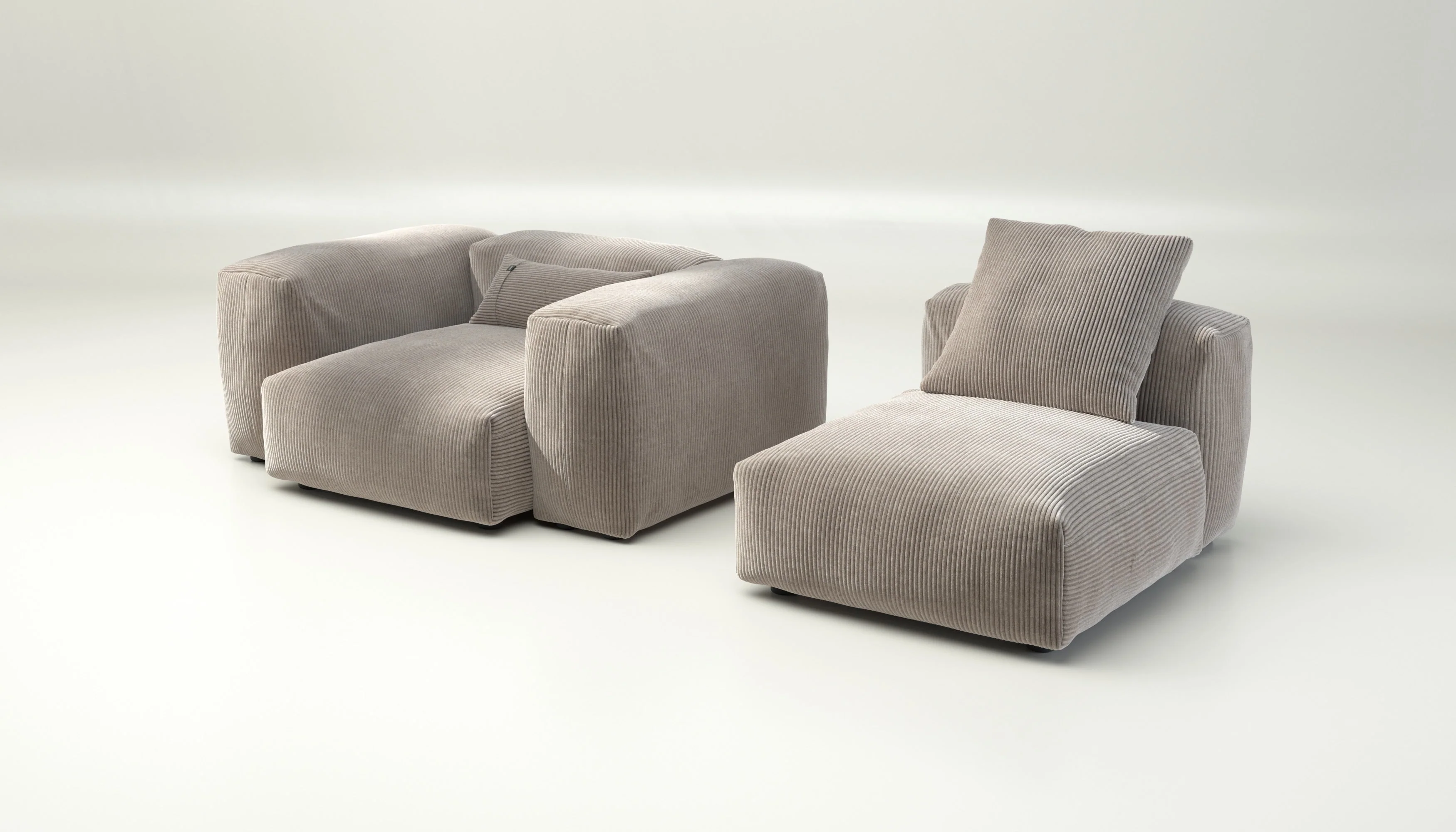 vetsak | Sofa Set 02 Medium - Cord Velour - Platinum | Modulares Sofa | 2.5 Sitzer | Big Sofa - Image 4