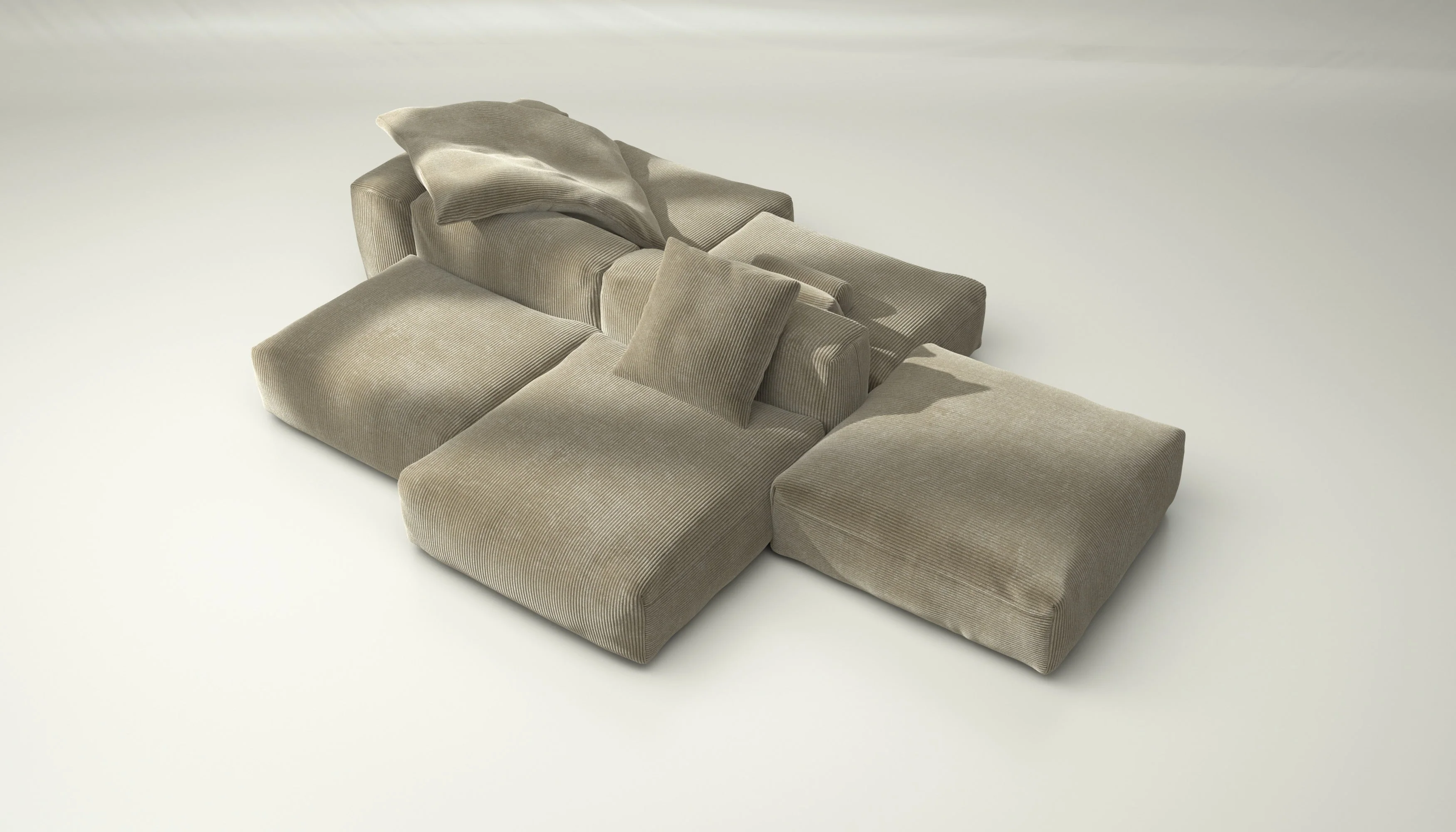 vetsak | Sofa Set 09 - The Island - Cord Velour - Khaki | Modulares Sofa | 7 Sitzer | Sofa Island - Image 3