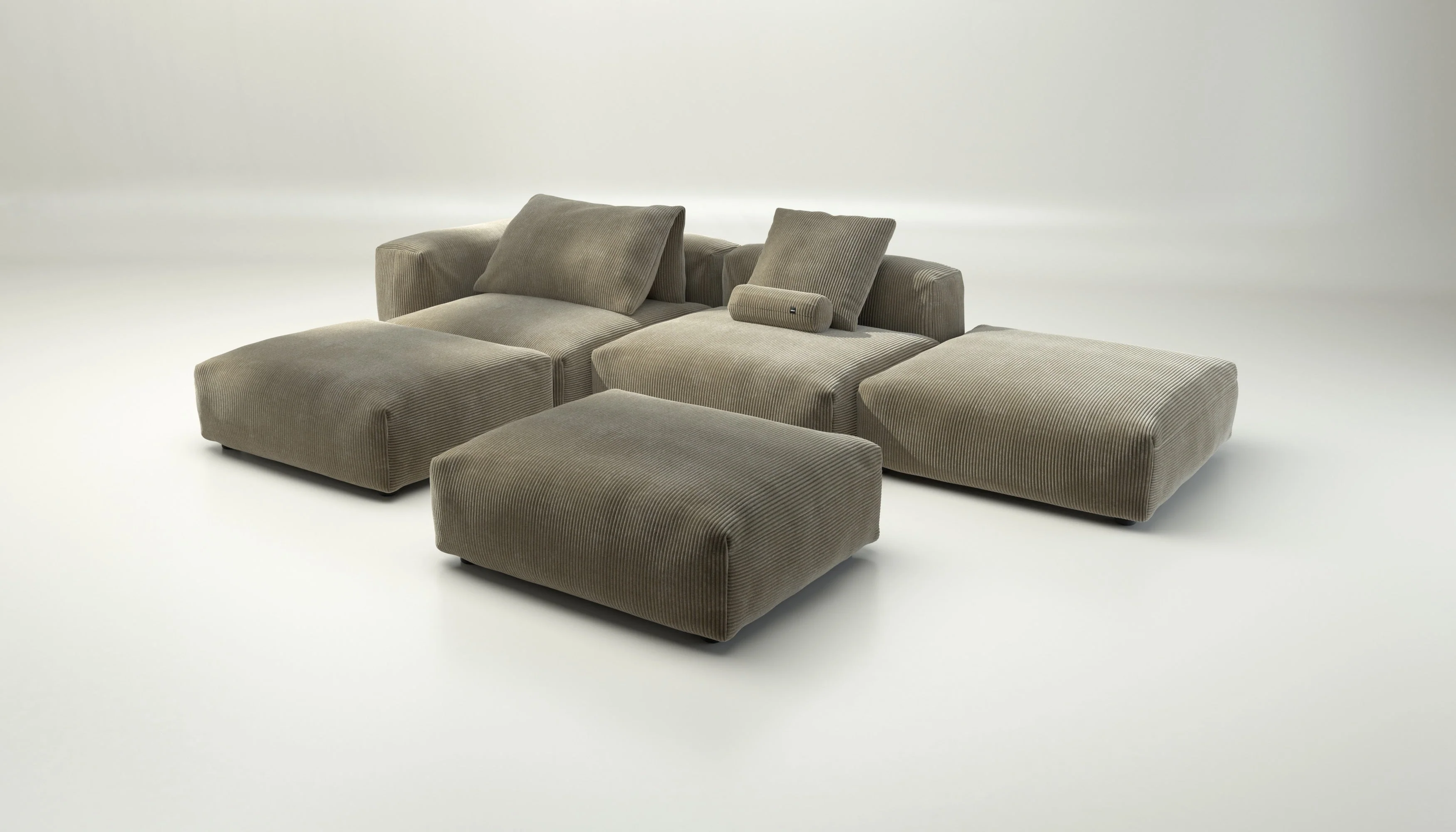 vetsak | Sofa Set 09 - The Island - Cord Velour - Khaki | Modulares Sofa | 7 Sitzer | Sofa Island - Image 4